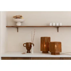 Good & Mojo Lampe de table raphia Panama ronde octogonale marron New