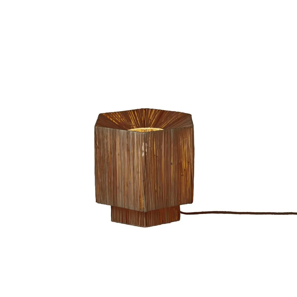 Good & Mojo Lampe de table raphia Panama ronde-octogonale marron Outlet