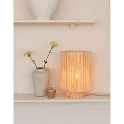 Good & Mojo Lampe de table raphia Panama ronde octogonale naturel Outlet