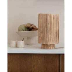 Good & Mojo Lampe de table raphia Panama ronde octogonale naturel Outlet