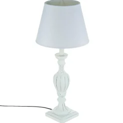3S. x Home Lampe en bois patiné blanc