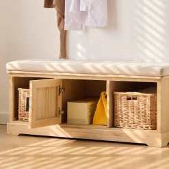 3S. x Home Le Banc CHIBA 1 porte et 2 rangements au style scandinave New