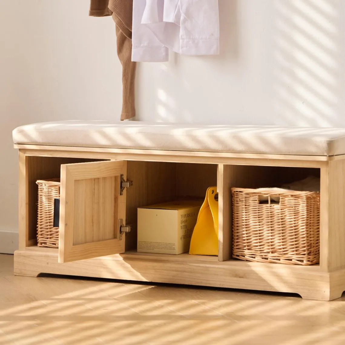 3S. x Home Le Banc CHIBA 1 porte et 2 rangements au style scandinave New