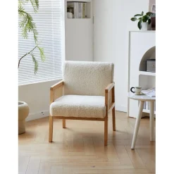 3S. x Home Le fauteuil de salon BORGO avec design scandinave Blanc New