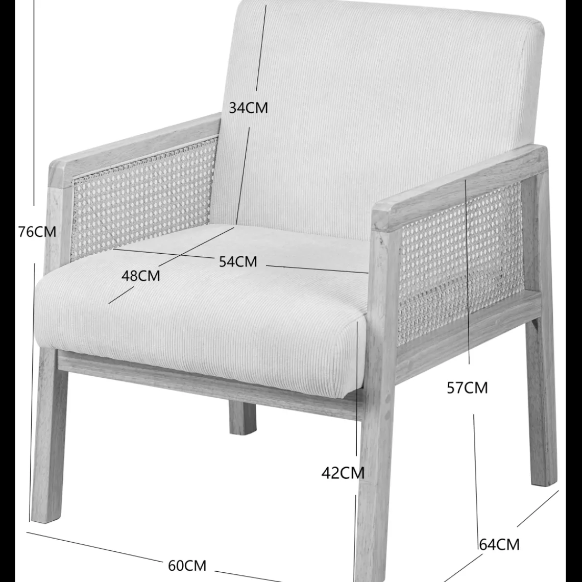 3S. x Home Le fauteuil de salon BORGO avec design scandinave Blanc New