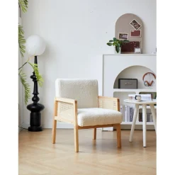 3S. x Home Le fauteuil de salon BORGO avec design scandinave Blanc New