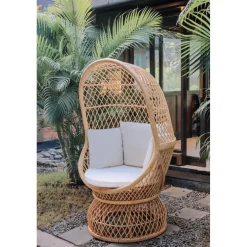 3S. x Home Le Fauteuil MANADO design scandinave épuré assise en rotin naturel et tissu etanche Hot