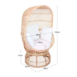 3S. x Home Le Fauteuil MANADO design scandinave épuré assise en rotin naturel et tissu etanche Hot