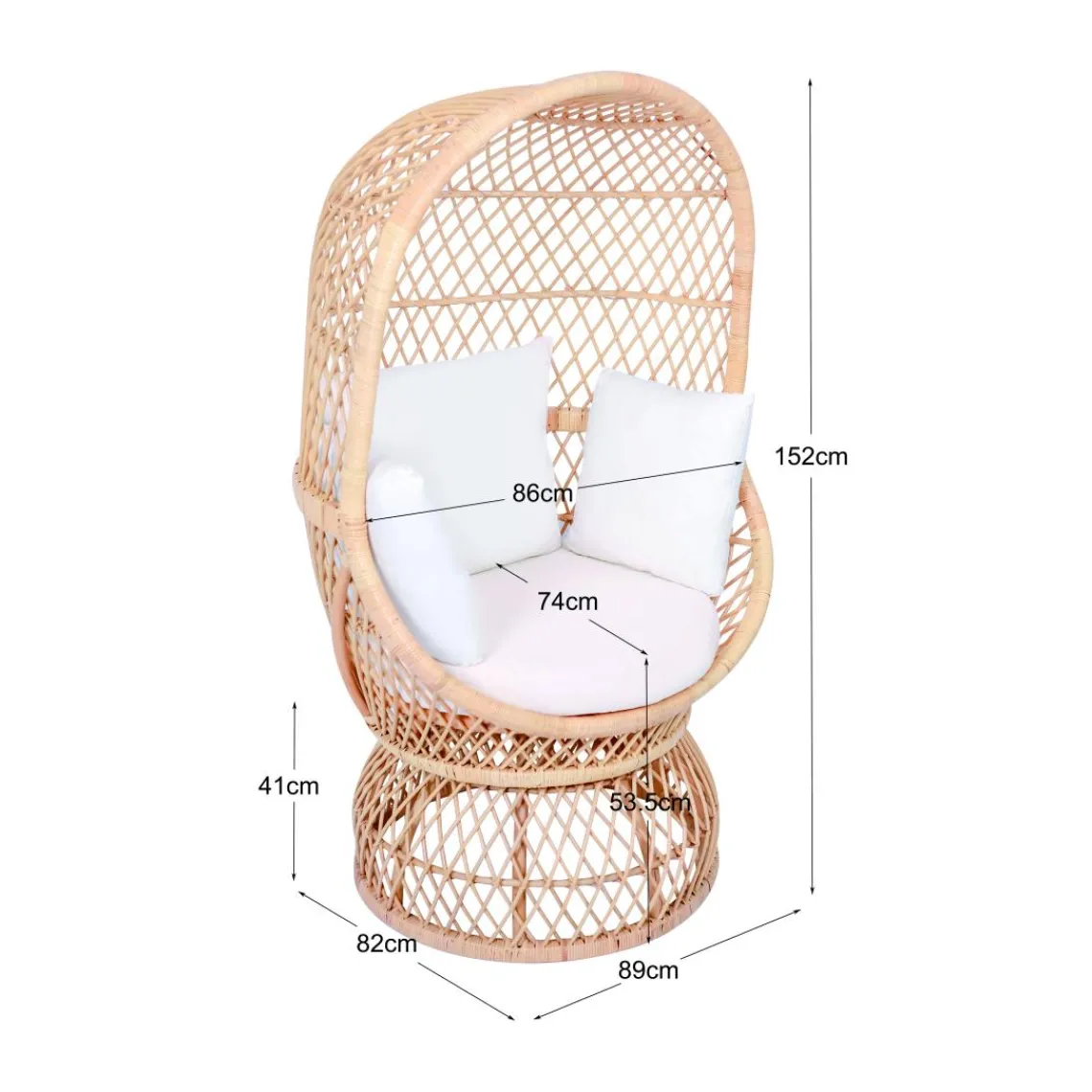 3S. x Home Le Fauteuil MANADO design scandinave épuré assise en rotin naturel et tissu etanche Hot