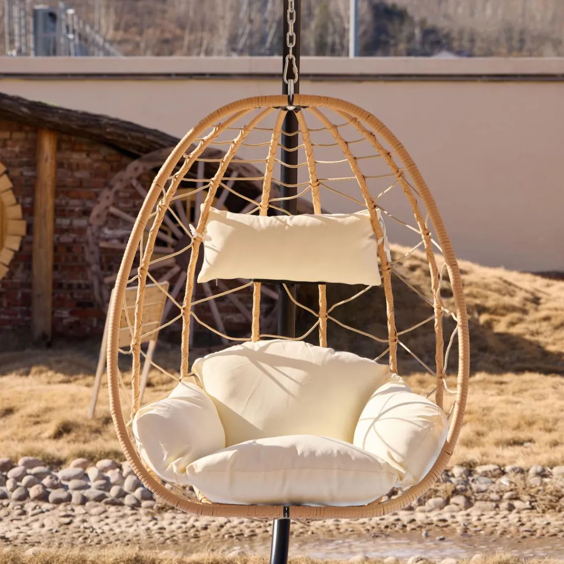 3S. x Home Le fauteuil suspendu VENICE style scandinave marron New