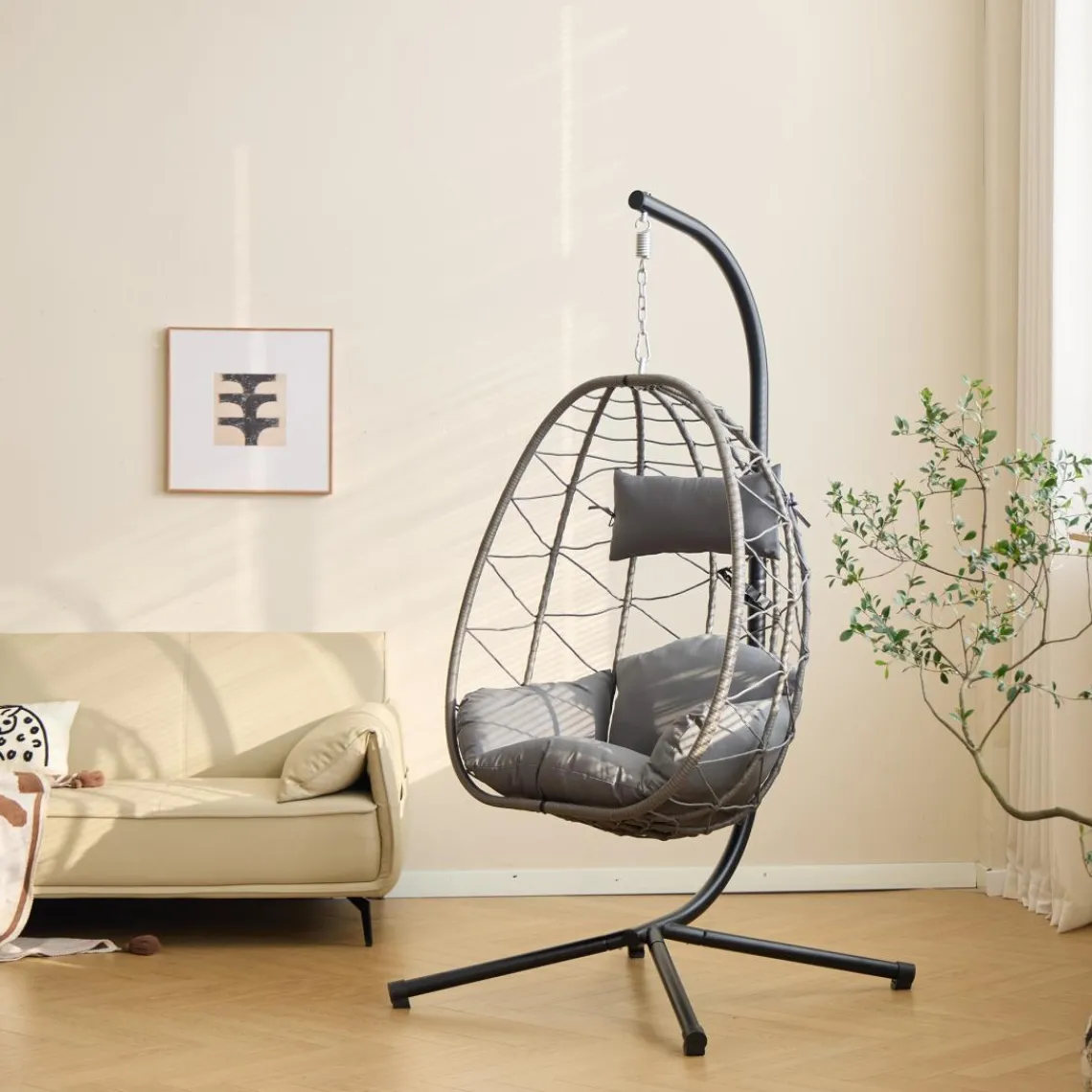 3S. x Home Le fauteuil suspendu VENICE style scandinave en rotin et en métal Hot