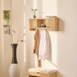 3S. x Home Le Porte-Manteau mural en bois 2 Portes Style Japandi 2 Crochets KONDO style scandinave pour une touche de modernité et d'élégance Discount