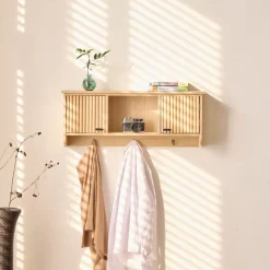 3S. x Home Le Porte-Manteau mural en bois 2 Portes Style Japandi 2 Crochets KONDO style scandinave pour une touche de modernité et d'élégance Discount
