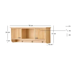 3S. x Home Le Porte-Manteau mural en bois 2 Portes Style Japandi 2 Crochets KONDO style scandinave pour une touche de modernité et d'élégance Discount