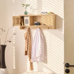 3S. x Home Le Porte-Manteau mural en bois 2 Portes Style Japandi 2 Crochets KONDO style scandinave pour une touche de modernité et d'élégance Discount