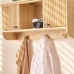 3S. x Home Le Porte-Manteau mural en bois 2 Portes Style Japandi 2 Crochets KONDO style scandinave pour une touche de modernité et d'élégance Discount