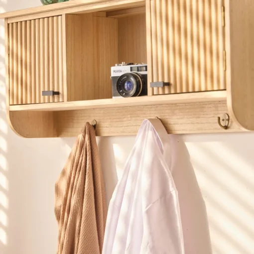 3S. x Home Le Porte-Manteau mural en bois 2 Portes Style Japandi 2 Crochets KONDO style scandinave pour une touche de modernité et d'élégance Discount