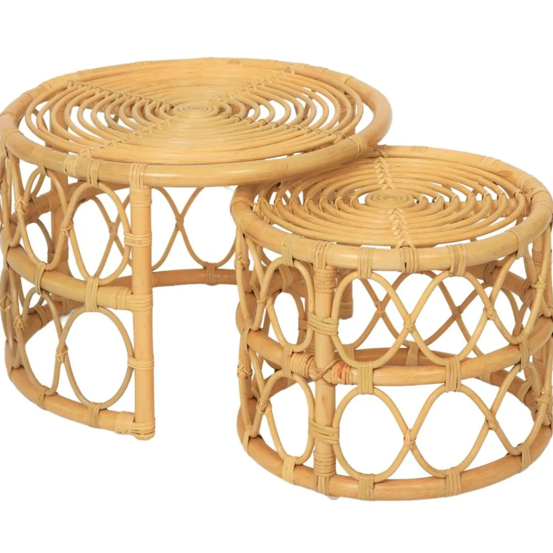 3S. x Home Le set de tables basses SALAWATI design épuré et sa structure en rotin Sale