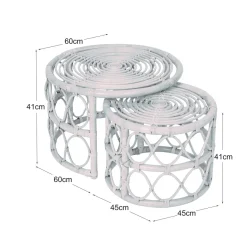 3S. x Home Le set de tables basses SALAWATI design épuré et sa structure en rotin Sale
