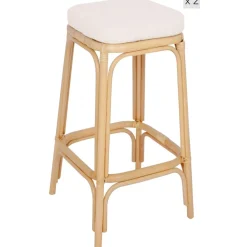 3S. x Home Le tabouret de bar OBIRA design scandinave élégant assise en rotin avec cousin amovible