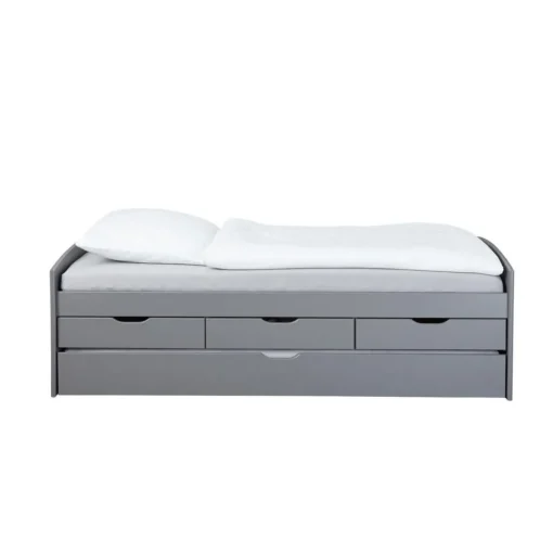 3S. x Home Lit à rangement 90 x 200 cm Pin Massif Gris Best