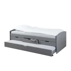 3S. x Home Lit à rangement 90 x 200 cm Pin Massif Gris Best