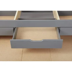 3S. x Home Lit à rangement 90 x 200 cm Pin Massif Gris Best