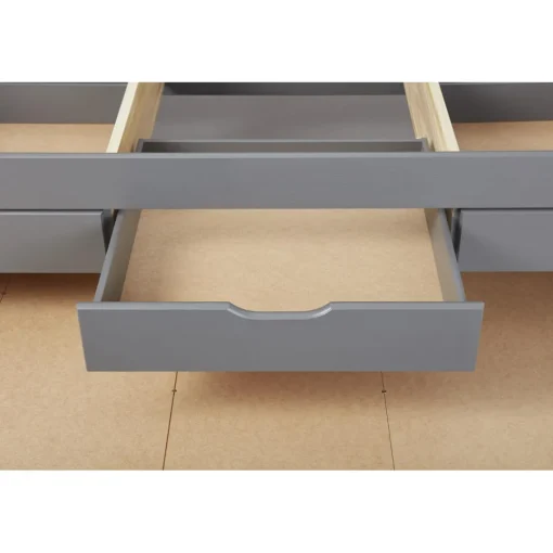 3S. x Home Lit à rangement 90 x 200 cm Pin Massif Gris Best
