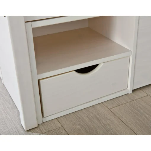 3S. x Home Lit à Rangements en Pin Massif Blanc Hot