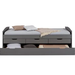 3S. x Home Lit à Tiroirs 90x200cm Gris LENA Outlet
