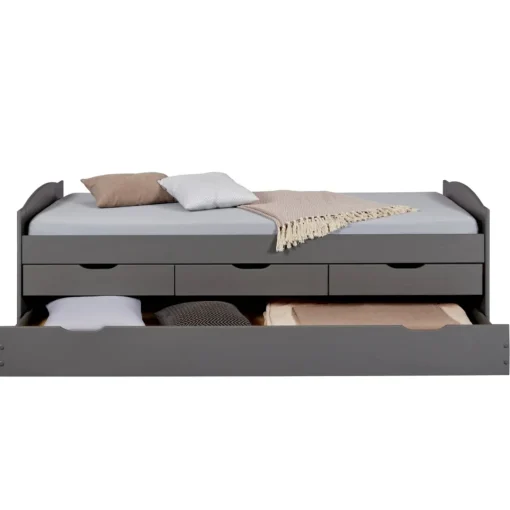 3S. x Home Lit à Tiroirs 90x200cm Gris LENA Outlet