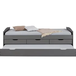 3S. x Home Lit à Tiroirs 90x200cm Gris LENA Outlet