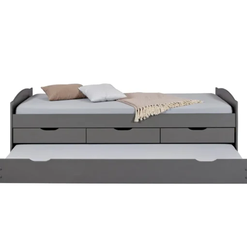 3S. x Home Lit à Tiroirs 90x200cm Gris LENA Outlet