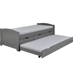 3S. x Home Lit à Tiroirs 90x200cm Gris LENA Outlet
