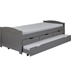 3S. x Home Lit à Tiroirs 90x200cm Gris LENA Outlet