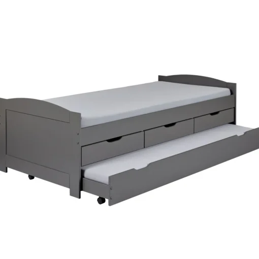 3S. x Home Lit à Tiroirs 90x200cm Gris LENA Outlet