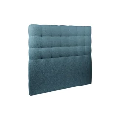 Wtb Lit avec tête de lit capitonnee bouclette et sommier kit Bleu Discount