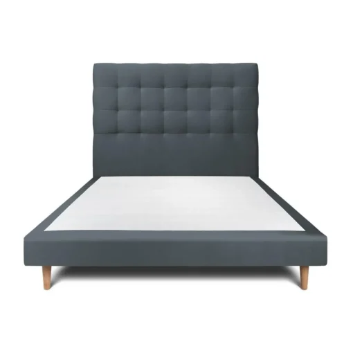 Wtb Lit avec tête de lit capitonnee velours et sommier tapissier gris anthracite Best