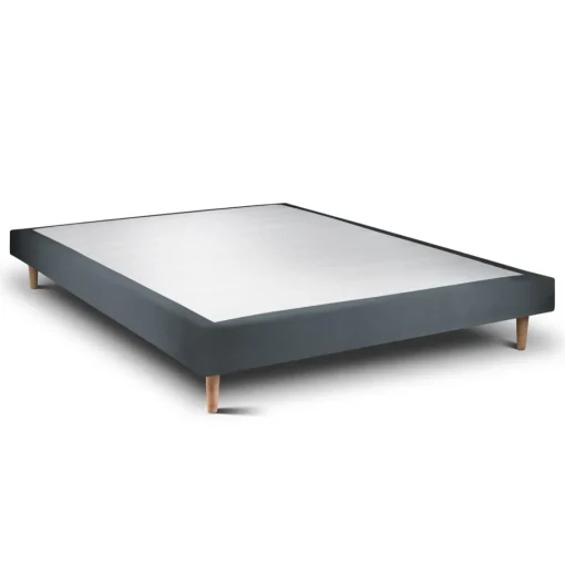 Wtb Lit avec tête de lit capitonnee velours et sommier tapissier gris anthracite Best