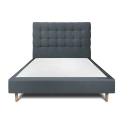 Wtb Lit avec tête de lit capitonnee velours et sommier tapissier gris anthracite