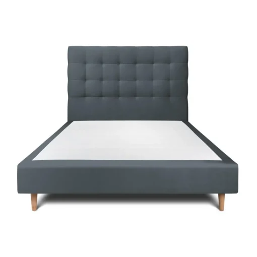 Wtb Lit avec tête de lit capitonnee velours et sommier tapissier gris anthracite