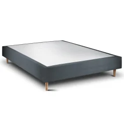 Wtb Lit avec tête de lit capitonnee velours et sommier tapissier gris anthracite