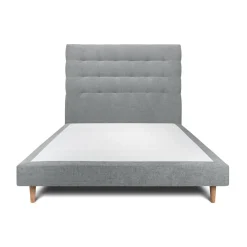 Wtb Lit avec tête de lit capitonnee tissu et sommier tapissier gris anthracite Hot