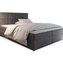 3S. x Home Lit Boxspring NALZEN 180cm Tissu Gris Clearance