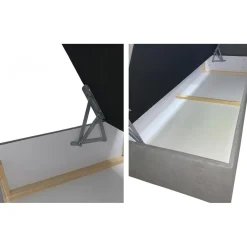 3S. x Home Lit Boxspring NALZEN 180cm Tissu Gris Clearance
