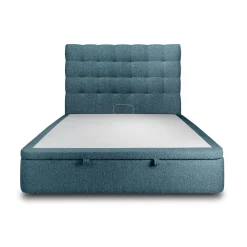 Sommeil de Plomb Lit coffre avec tête de lit capitonnee Bouclette Bleu Discount