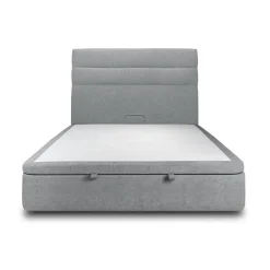 Sommeil de Plomb Lit coffre avec tête de lit lignes Tissu Gris anthracite