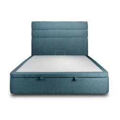 Sommeil de Plomb Lit coffre avec tête de lit lignes Bouclette Bleu Discount