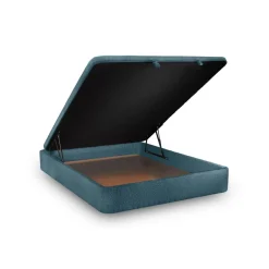 Sommeil de Plomb Lit coffre avec tête de lit lignes Bouclette Bleu Discount