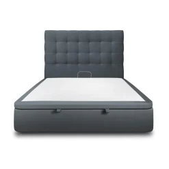 Sommeil de Plomb Lit coffre avec tête de lit capitonnee Velours Gris anthracite Discount